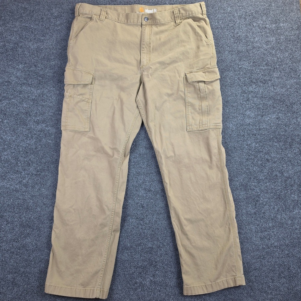 Carhartt Relaxed Straight Rigby Cargo Pants Men's 42x32 Canvas Tan Khaki 103574